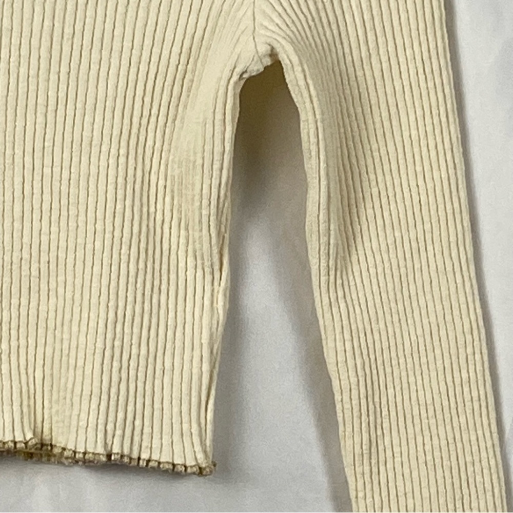 O’Neill Cream Ribbed Y2K Long Sleeve Cropped Top Size Small - Picture 11 of 16